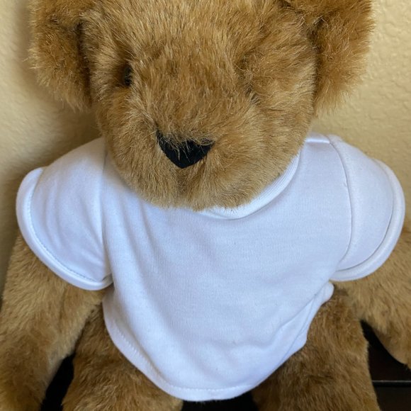 Vtg Vermont Teddy Bear Mohair Love Patch On Left Arm Fully Jointed Golden Brown - Picture 10 of 16